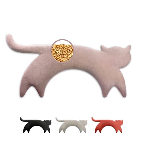 LESCHI Coussin chauffant micro ondes en coton 100% bio, Chat rose, Bouillotte graines de blé 100% bio, Bouillotte micro-ondes idéale pour réchauffer cervicale, épaules, cou, nuque