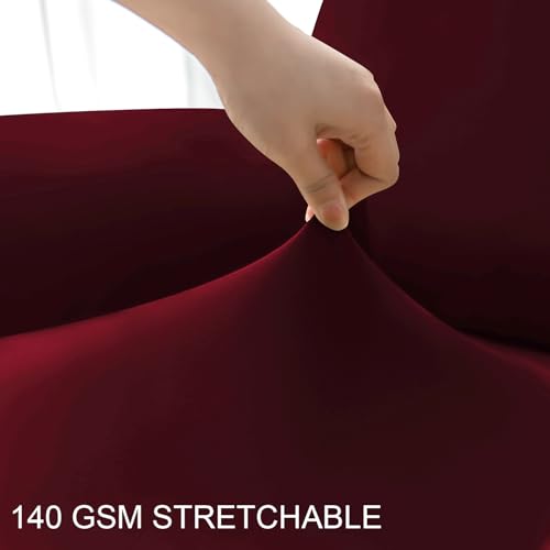 Image of HOKIPO 'SereneSolids' 140 GSM 4-Pieces Super Stretch Recliner Chair Cover 1 Seater Fully Covered Washable Furniture Protector, Burgundy (AR-4740-BRGN)