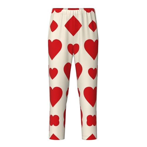 Pajama Pants Pajama Bottoms with Elastic Waistband Sleepwear Lounge Pants, Love Heart Print