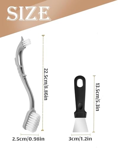 Image of Bird Cage Cleaner with Two Brush Heads Stainless Steel Bird Droppings Cleaning Scraper Long Handle Tool for for Cleaning Bird Parrot Cages Kennels Perches