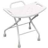 Ergonomische Opklapbare Douchestoel met Barrièrevrij Leuning,voor Gehandicapte Ouderen en Zwangere Vrouwen,Badkruk met Antislip Voetkussens(Wit)
