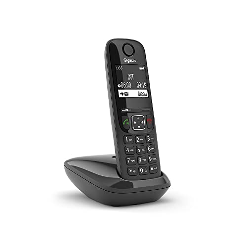 Gigaset AS690 – Mobiles Telefon schnurlos mit Freisprecheinrichtung, hohe Qualität, beleuchtete Tastatur und großes Display, Black List, Liste von Anrufen, Quittungen und Verlust, Grau und Schwarz