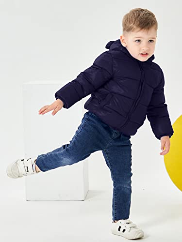 Artmine Baby Boys Girls Winter Hoodie Jacket, Packable Lighweight Hooded Puffer Padded Down Alternative Coat Outwear For Infants, Toddlers & Baby, Navy, 2 Years(2T) = Tag 100 #TOP3
