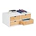 Relaxdays Organizer na biurko, 4 szuflady, do przyborów biurowych, wys. x szer. x gł.: 14 x 33 x 21 cm, bambus i MDF, biały/naturalny