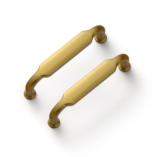 Goo-Ki Brushed Gold Drawer Handles 3 in (76mm) Hole Centers Straight Bar Pull,6-Pack Solid Cabinet Handles for Kitchen Cabinets and Dresser Drawers 2202-LSJ-76