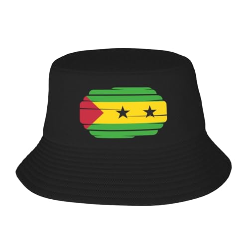 Photo de KWQDOZF Chapeau bob avec Drapeau de Sao Tomé et Principe, Casquette de pêcheur pour Hommes et Femmes. Chapeaux de Soleil Noir
