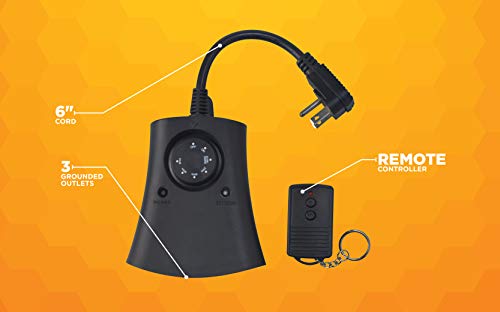 Woods 59746Wd 24-Hour Automatic Photocell Remote Control Timer With 3 Grounded Outlets Ideal For Automating Holiday Decorations, Christmas Outdoor Lighting, Weatherproof, Adjustable Up To 80 Ft. Away, 125-Volt, 60-Hertz #TOP7