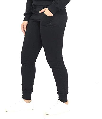 Calça Moletom Feminina Flanela Punho Bolso Cordão Inverno - Nexstar (M, PRETO)
