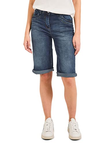 CECIL Damen B376473 Jeansshorts, Dark Blue Used Wash, 28W EU