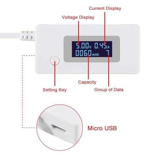 Image of 3pcs USB Voltage /Amps Power Meter Tester Multimeter with LCD Display, Test Speed of Chargers, Cables, Capacity of Power Banks