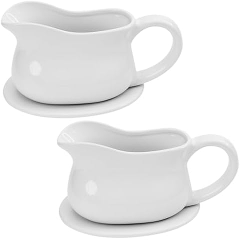 Monrocco 17oz Ceramic Gravy Boat Set Cover