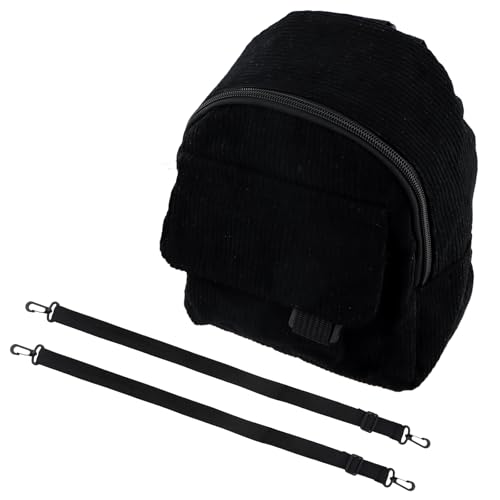 YILANJIN Cord Mini Rucksack, Kleiner Lässiger Tagesrucksack, Reiserucksack, Klein Cityrucksack, Kinderrucksäcke, Kleine Rucksäcke für Frauen und Mädchen, Schwarz