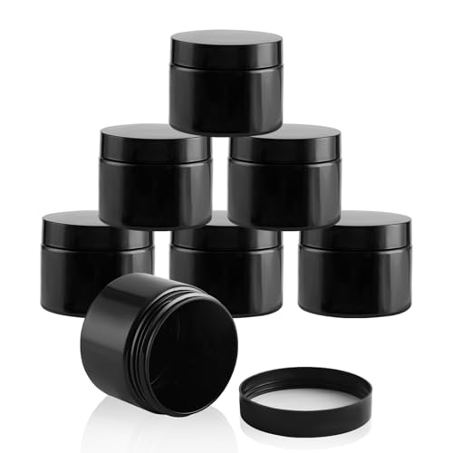 Entjor 24 Pack 8 Oz Plastic Containers with Black Lids BPA Free Refillable