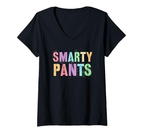 Womens Funny SMARTY PANTS 1st Grade Hello Bruh We Back ABCD Rocks V-Neck T-Shirt