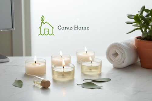 Coraz Home - Hochwertige Teelichter aus Rapswachs in transparentem, klarem Becher mit 4 Stunden oder 8 Stunden Brenndauer Reines weißes Wachs, parfümfreie Nachtlichter, Kerzen, veganes Wachs, ungiftig