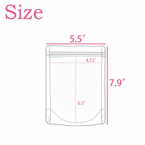Image of 50 Pcs Resealable Packaging Bags, clear stand up food pouch bags with resealable lock seal zipper for Packaging Candy,Nuts,Snack,Tea,Spices,Treats,Pet Food and Soaps (5.5x7.9inch)