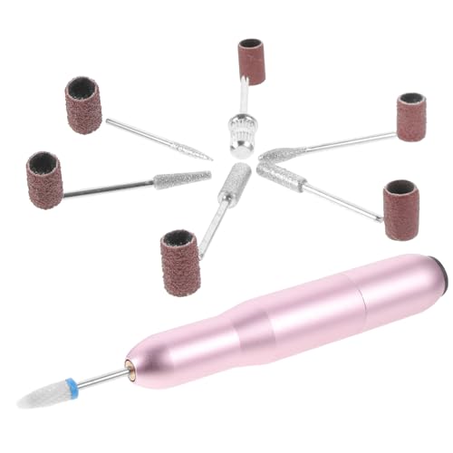Taladro de uñas inalámbrico portátil de aluminio con carga USB y 5 cabezales de molienda