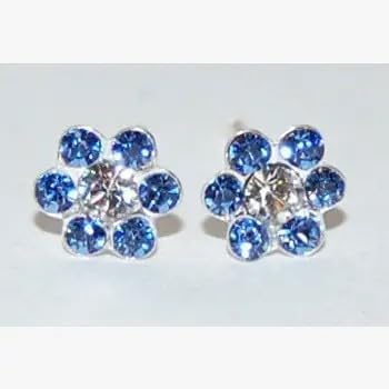 Alaska Forget Me Not Sapphire Crystal Stud Earrings - sterling silver