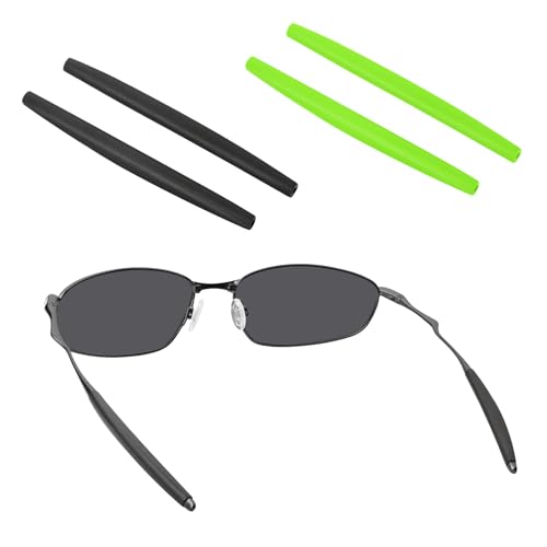 Image of BLAZERBUCK Replacement Temple Sleeves Ear Socks for Oakley Whisker /Juliet /A Wire Sunglass - Black + Green