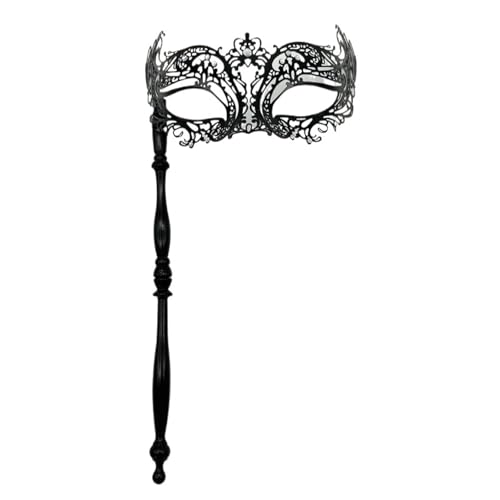 Masque de mascarade noir avec bâton pour hommes et femmes