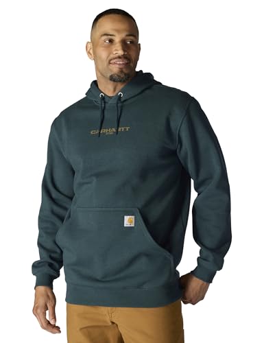 Carhartt Men's Rain Defender Loose Fit Midweight 1889 Graphic Sweatshirt, Greenstone Heather, Small
