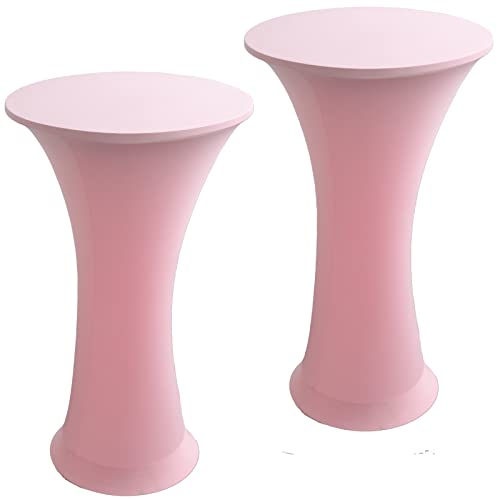 Image of Cocktail Table Covers - 2 Pack 24 inchx43 inch Fitted Highboy Table Cloth - Pink