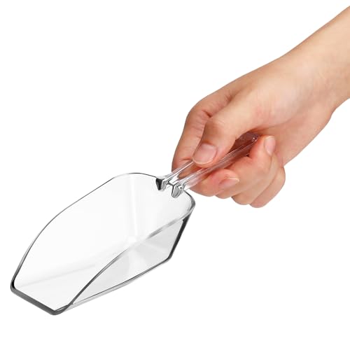 Hestya 4 Pcs Multi Purpose Clear Plastic Scoops for Candy Buffet Acrylic Kitchen Ice Food Popcorn Scoops for Protein Powders, Ice Cream, Coffee, Tea Jar (7.8 Inch)