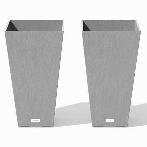 Image of Veradek Pure Series Taper Planter - Tall Tapered Outdoor Planter with Shelf