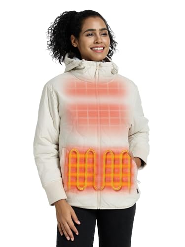 ORORO Women's Heated Quilted Jacket with Battery, Lightweight Quilted Heated Coat with Hood (Charger Not Included)