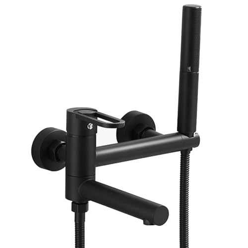 Mitigeur de bain-douche noir à pommeau pivotant 360° pour pose murale