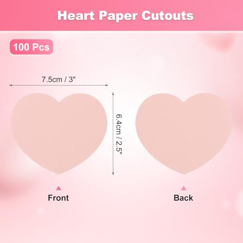 QUARKZMAN 100 Stück Herz-Papierausschnitte 2,5 Zoll kleine herzförmige Tags für Valentinstag Handwerk Klassenzimmer Pinnwand, Pink