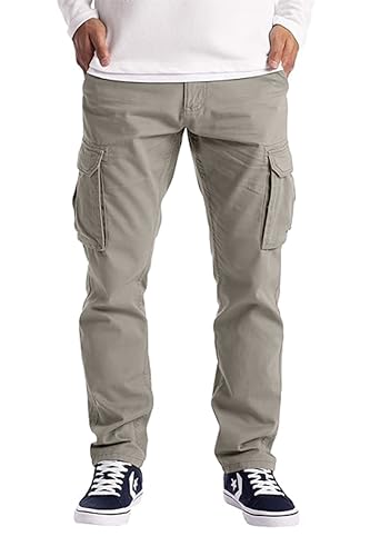 westAce Mens Cargo Trousers Work Wear Combat Safety Cargo 6 Pocket Full Pants Size 32-44 (34W / 30L, Stone)