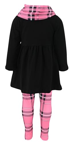 Image of Unique Baby Girls Kids Toddler 3pc Outfit Set Long Sleeve Soft Knit Tunic Top Leggings and Scarf