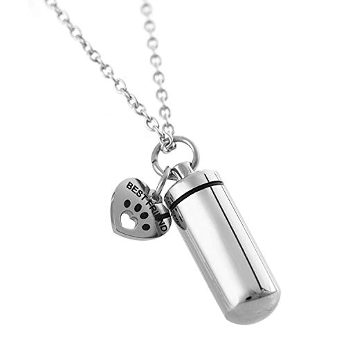TTVOVO Pet Cremation Urn Necklace for Ashes Memorial Keepsake Ashes Holder Urn Locket Best Friend Dog Paw Urn Cylinder Necklace with Angel Wing Charm Pendant Necklace for Men Women Remembrance Jewelry3