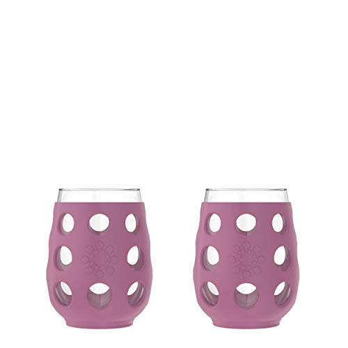 Lifefactory Wine Glass Set with Protective Silicone Sleeve, 2 Count (Pack of 1), Wisteria