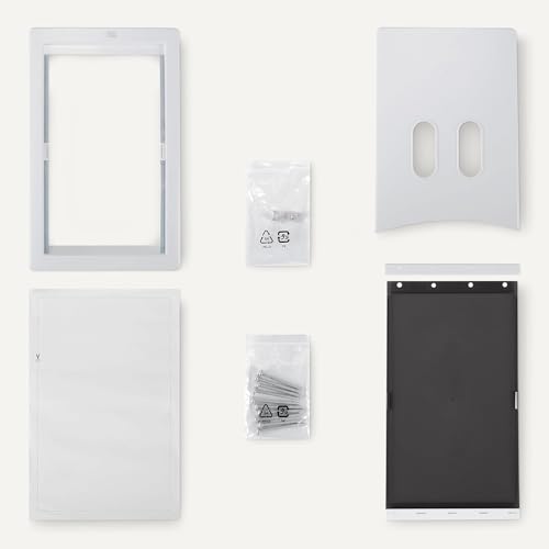 Amazon Basics Verstellbare Hunde- und Katzentür aus Kunststoff, Groß, 50,8cm x 33,8cm x 11,3cm, Weiß und Grau
