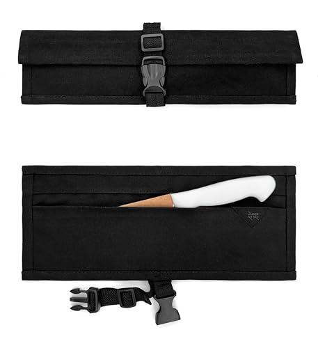 Knife Roll Apron Heavy Duty Canvas Leather Support Black | Heavy Duty Canvas Leather Support Folds into a Knife Roll Pro Chef BBQ Butcher Bartender Tool product thumbnail 15