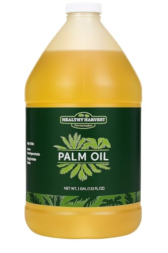 Healthy Harvest 100% Pure Palm Oil Non-GMO Seedless Cooking Oil for Frying Baking & Sauting Rich in Natural Nutrients 1 Gallon