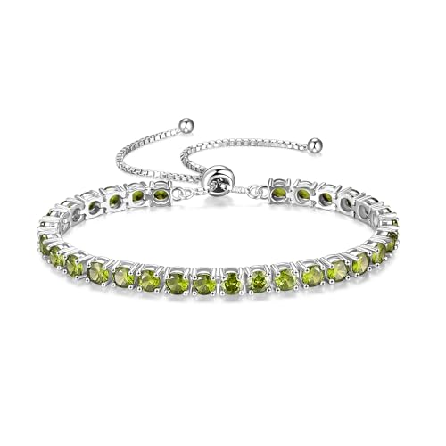 FANCIME Birthstone Bracelet Jewelry for Women Sterling Silver Tennis Bracelet Classic Bolo Adjustable Chain Fine Jewelry Anniversary Birthday Gifts for Women Mom Wife Her
