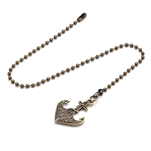 Image of 2pcs Vintage Anchor and Wheel Charm Pendant Ceiling Fan Danglers Fan Pulls Chain Extender with Ball Chain Connector （Bronze）