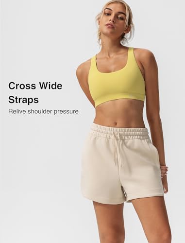 Sujetadores deportivos de yoga Yvette en color amarillo y talla XXL con espalda cruzada 7