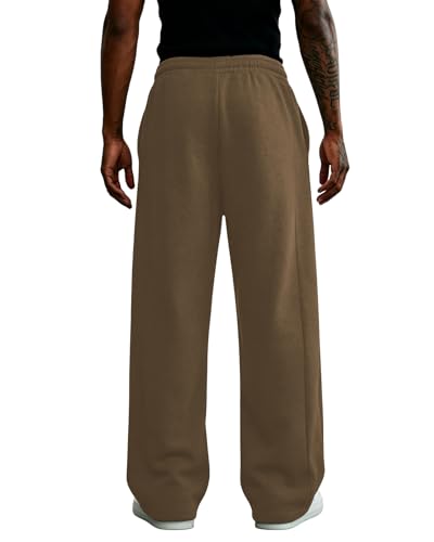 Image of Wangdo Men's Baggy Sweatpants Wide Leg Lounge Cotton Jogging Pants Casual Elastic Waist Joggers with Pockets