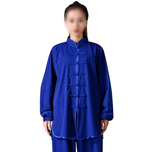 Uniformes chinos tradicionales de Tai Chi, manga larga, otoño e invierno, ropa de Kung Fu unisex, azul rey-M