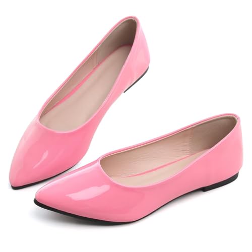 Hee grand Women's Classic Pointed Toe Flats Patent Leather Dress Shoes Comfort Low Heel Work Shoes Women Fashion Flats2