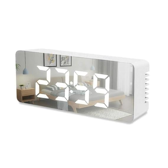 TECHFUEL Digital Alarm Clock for Bedroom with LED Display, Loud Alarm Clock for Heavy Sleepers & Students, Time Date Temperature Display, Bedside Table Desk Clock for Home Office Study Room