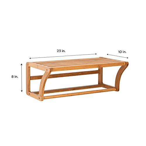 Zemic NH-29947W-1 Organize It All Natural Bamboo Wall Mounting Shelf With Towel Bars thumb #2