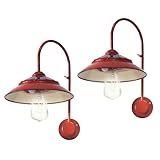 Fashionoda Solar Gooseneck Lights Outdoor Waterproof - Motion Sensor Rustic Vintage Porch Lights with Clear Glass LED Edison Bulbs and 4 Solar Panels for Barn,Patio,Coop,Shed and Courtyard(Red 2P)