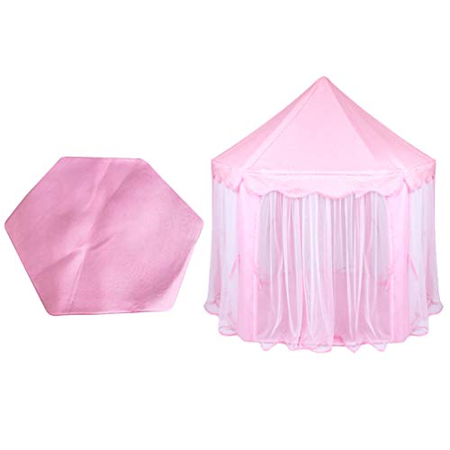 IMIKEYA Barraca infantil hexagonal grande para castelo da Yurt Kids Tent para diversão interna (Rosa