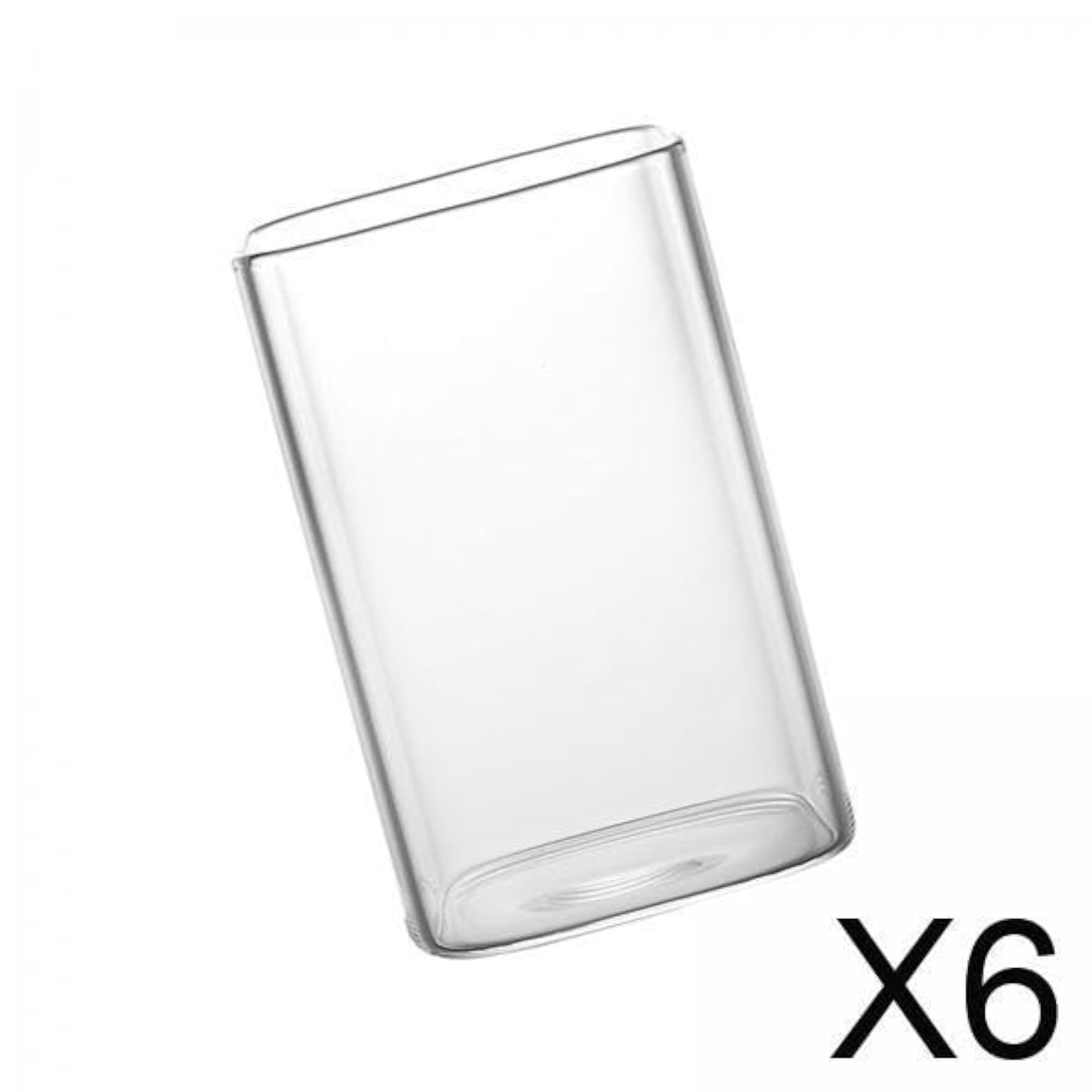 6x Highball Glass Square Clear Glassware for Everyday Use