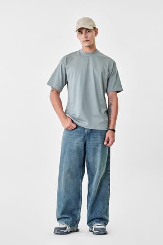 Image of SNITCH Men Oversized Fit T-Shirt | Premium 100% Cotton Breathable Fabric & Smooth Texture | Minimalist Casual Wear T-Shirt with Drop Shoulder & Half Sleeves for Daily Use
